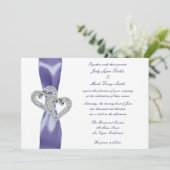 Lila Blue Diamond Hearts Hochzeitseinladung Einladung (Stehend Vorderseite)