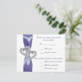 Lila Blue Diamond Hearts - Hochzeitskarte Einladung (Stehend Vorderseite)