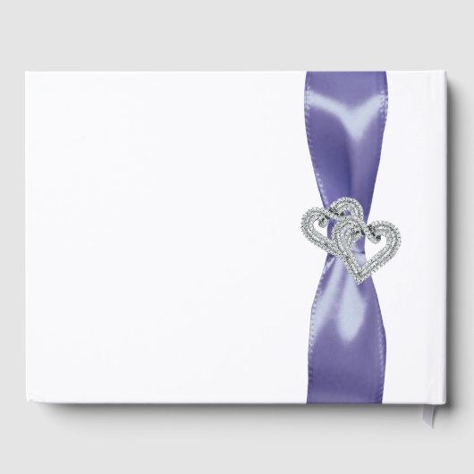Lila Blue Diamond Hearts Wedding Gästebuch (Rückseite)