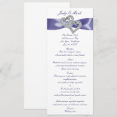 Lila Blue Diamond Hearts Wedding Menu Card Einladung (Vorne/Hinten)