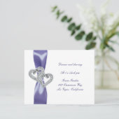 Lila Blue Diamond Hearts Wedding Reception Card Einladung (Stehend Vorderseite)