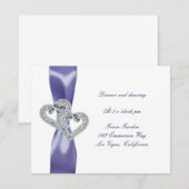 Lila Blue Diamond Hearts Wedding Reception Card Einladung (Vorne/Hinten)
