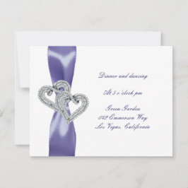 Lila Blue Diamond Hearts Wedding Reception Card Einladung