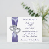 Lila Blue Diamond Hörkarte Save the Date Einladung (Stehend Vorderseite)