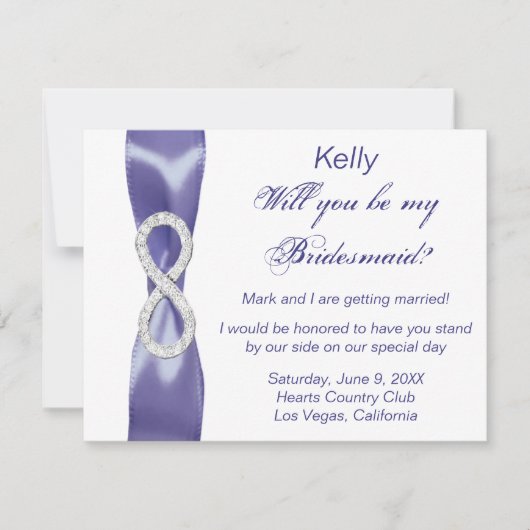 Lila Blue Diamond Infinity Bridesmaid Card (Vorderseite)