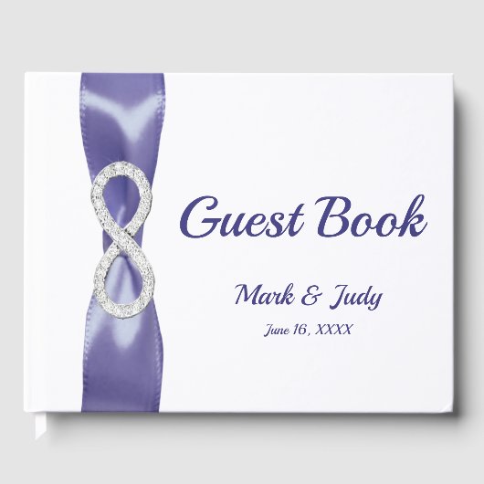 Lila Blue Diamond Infinity Wedding Guestbook Gästebuch (Vorderseite)