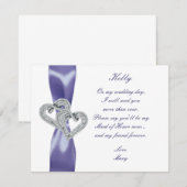 Lila Blue Diamond Trauzeugin Card Einladung (Vorne/Hinten)