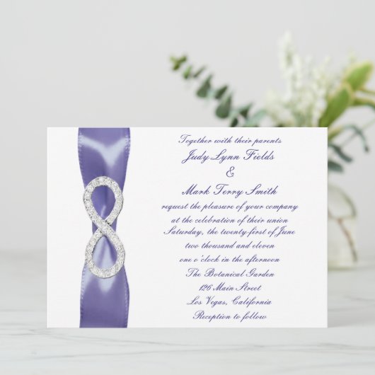 Lila Blue Diamond Unendlichkeit Einladung zur Hoch (Stehend Vorderseite)