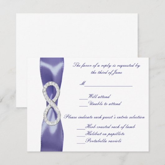 Lila Blue Diamond Unfinity Wedding Response Card (Vorne/Hinten)