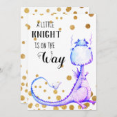 * Lila Blue Dragon Baby Showdusche Einladung (Vorne/Hinten)