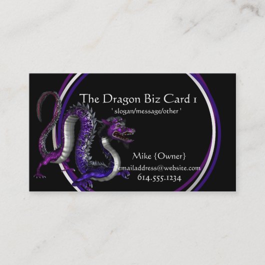 Lila & Blue Dragon Fantasy Business Card Visitenkarte (Vorderseite)