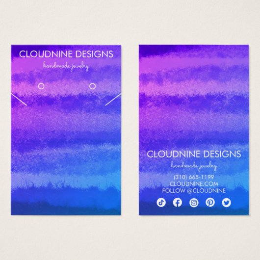 Lila Blue Earring Necklace Juwelier Display Card (Vorne & Hinten)