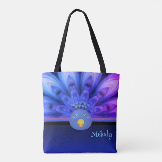 Lila & Blue Electric Peacock Mandala Tasche (Rückseite)