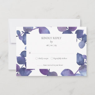 Lila Blue Eucalyptus Blätter Floral UAWG RSVP Karte