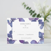 Lila Blue Eucalyptus Blätter Floral UAWG RSVP Karte (Stehend Vorderseite)