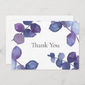 Lila Blue Eucalyptus Blätter Vielen Dank Dankeskarte (Vorne/Hinten)