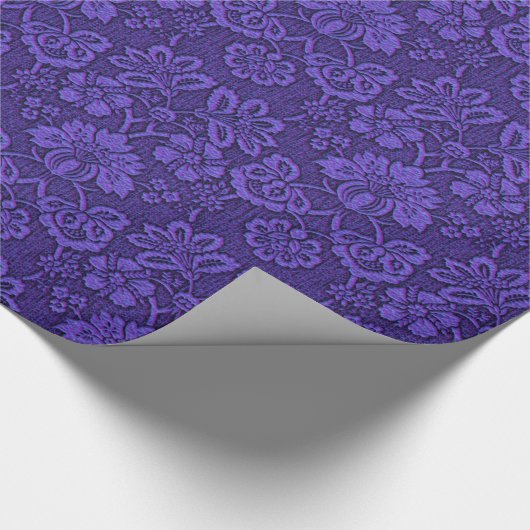 Lila Blue Floral Damask Geschenkpapier (Ecke)