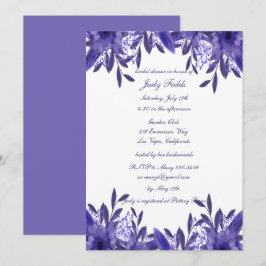 Lila Blue Floral Foliage Brautparty Einladung