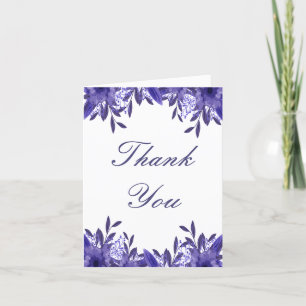 Lila Blue Floral Foliage Dankeschön Karte