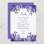 Lila Blue Floral Foliage Trauzeugin Card Einladung (Vorne/Hinten)