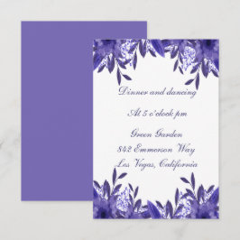 Lila Blue Floral Foliage Wedding Card Einladung