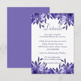 Lila Blue Floral Foliage Wedding Details Card