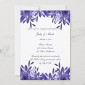 Lila Blue Floral Folies Engagement Party Einladung (Vorderseite)