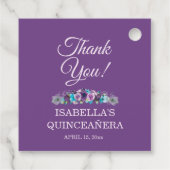 Lila Blue Floral Quinceañera 15. Vielen Dank Geschenkanhänger (Rückseite)