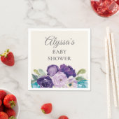 Lila Blue Floral Sage Blätter Babydusche Serviette (Beispiel)