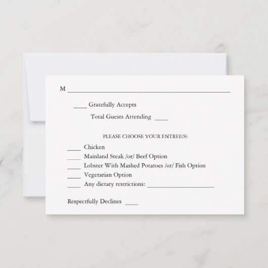 Lila Blue Floral w Mahl UAWG RSVP Karte (Rückseite)