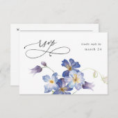 Lila Blue Floral w Mahl UAWG RSVP Karte (Vorne/Hinten)