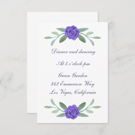 Lila Blue Floral Wedding Card (Vorne/Hinten)