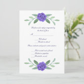 Lila Blue Floral Wedding Response Card Einladung (Stehend Vorderseite)
