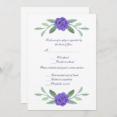 Lila Blue Floral Wedding Response Card Einladung (Vorne/Hinten)