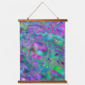 Lila Blue Fluid Art Wirbel und Blasen Wandteppich Mit Holzrahmen (Vorderseite)