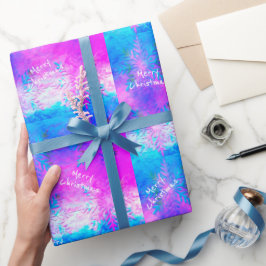 Lila Blue Fraktal Krawatte Dye Snowflake Weihnacht Geschenkpapier