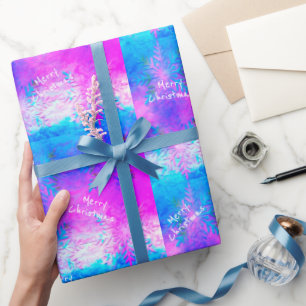 Lila Blue Fraktal Krawatte Dye Snowflake Weihnacht Geschenkpapier