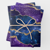 Lila & Blue Galaxy Agate mit Imitaten Gold Glitzer Geschenkpapier Set (Beispiel)