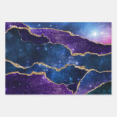 Lila & Blue Galaxy Agate mit Imitaten Gold Glitzer Geschenkpapier Set (Vorderseite)