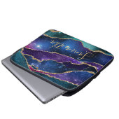 Lila & Blue Galaxy Agate mit Imitaten Gold Glitzer Laptopschutzhülle (Vorne Knopf)
