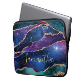 Lila & Blue Galaxy Agate mit Imitaten Gold Glitzer Laptopschutzhülle (Vorderseite Links)