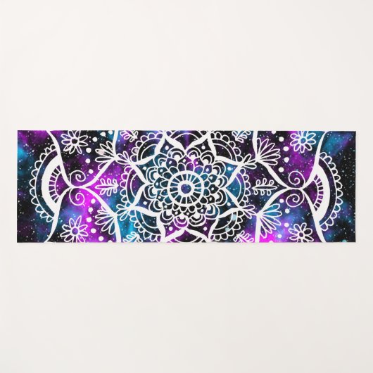 Lila Blue Galaxy Mandala Yoga Mat Yogamatte (Vorderseite (Horizontal))