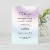 Lila Blue Gefärbte Krawatte Baby Dusche Einladung (Stehend Vorderseite)