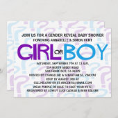 Lila & Blue Gender Reveal Baby Dusche Party Einladung (Vorne/Hinten)