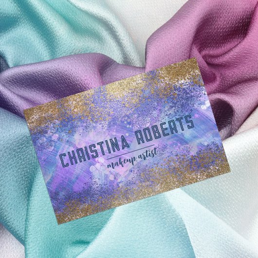 Lila Blue Gold Glitzer Artistic Makeust Artist Namensschild