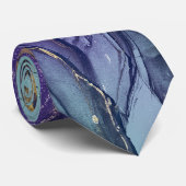 Lila Blue Gold Marmor Modernes Elegantes Krawatte (Gerollt)