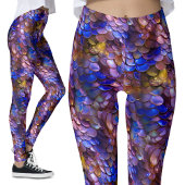 Lila Blue Gold Mermaid Scales Fantasy Party Leggings