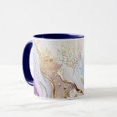 Lila Blue Gold Watercolor Wash Alkohol Tinte Tasse (Vorderseite Links)
