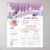 Lila Blue Gold Winter Foto zum Geburtstag Poster (Vorne)