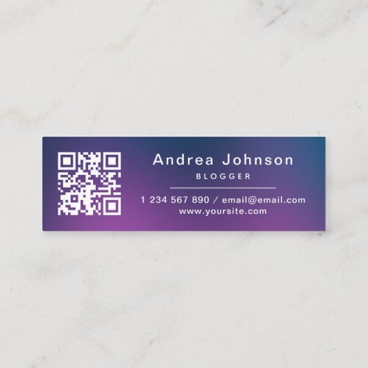 Lila Blue Gradient folgen QR-Code der Social Media Mini Visitenkarte (Rückseite)
